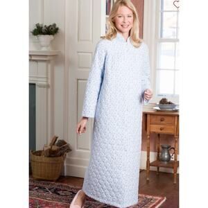 Vermont Country Store Womens 1X Flannel Robe Double Quilted Long Cotton 16-18